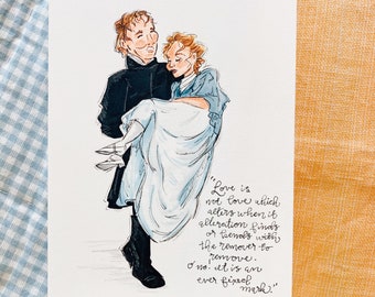 Sense and Sensibility Illustration, Marianne and Col Brandon, Original Watercolor Artwork