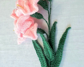 Handmade Crochet Gladiolus Flower: Customizable Colors & Styles