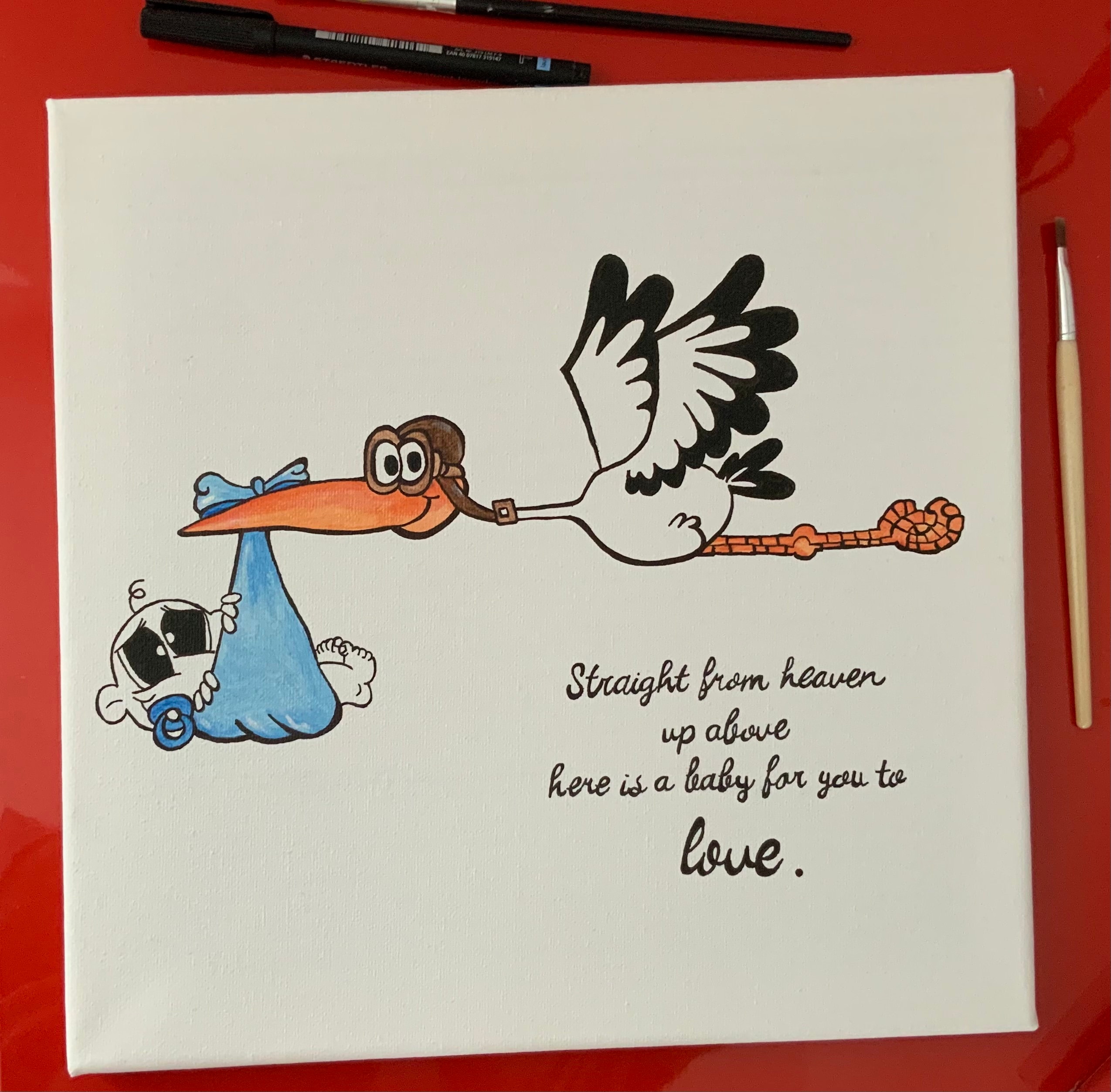 Personalised Hand painted canvas New Baby Boy Etsy