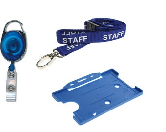 Staff Lanyard Neck Strap with Safety Breakaway 15mm, Badge Pass ID Card Holder Credit Card Size and Retractable Keyring Premier YoYo Reel