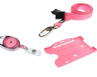 ID Badge Set - Metal Clip Lanyards - Retractable Badge Reel & Open Faced ID Card Holder Lanyard - For Your Personalised ID Card