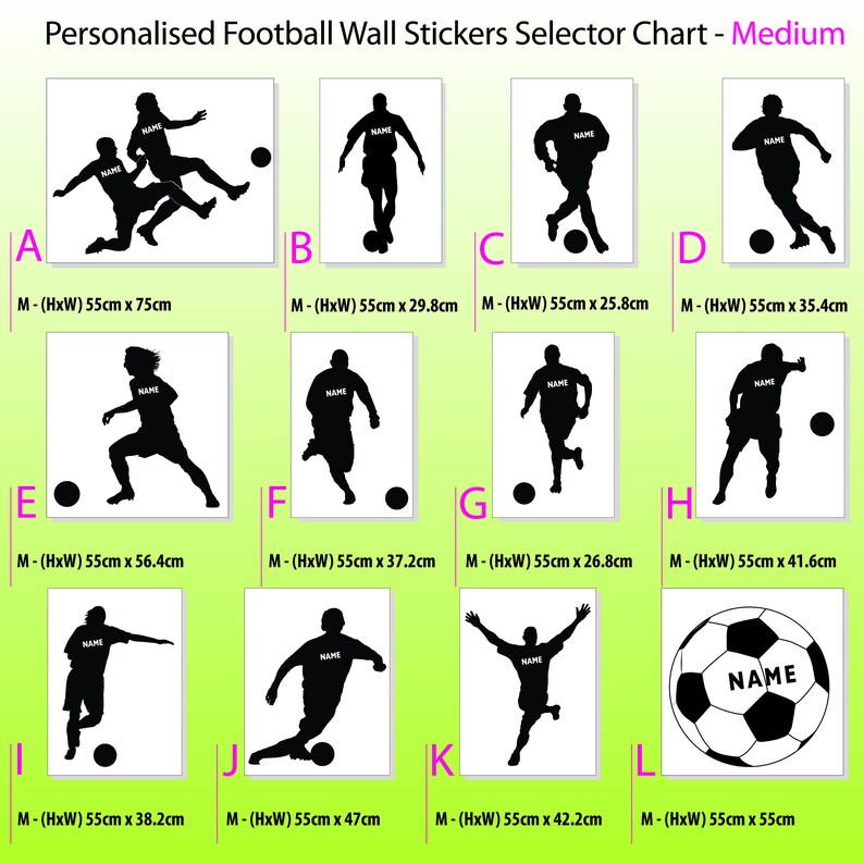 Medium Personalised Football Soccer Wall Stickers