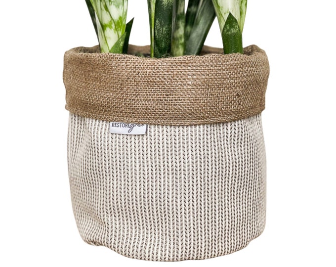 Pot Plant Cover Basketweave and Hessian Reversible Etsy