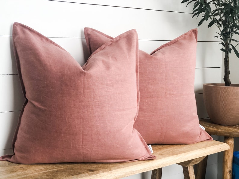 Linen Cushion Cover Blush Pink 100 Washed European Linen Etsy