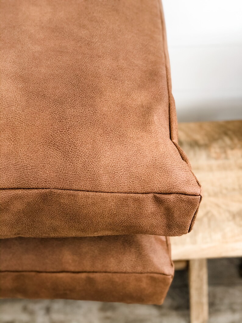 Floor Cushion Cover Tan Vegan Leather Etsy