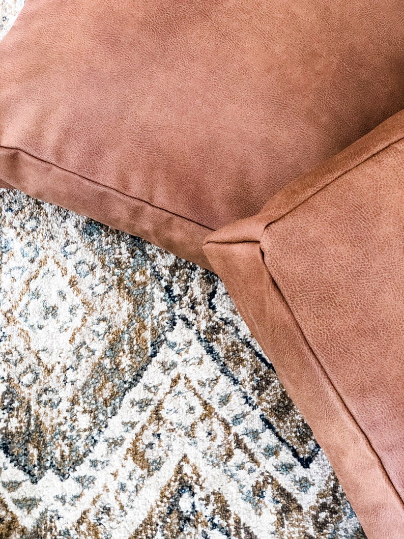 Floor Cushion Cover Tan Faux Leather Etsy
