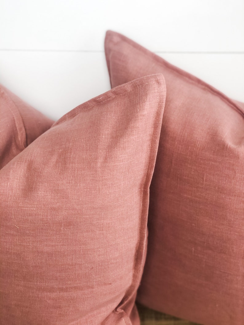 Linen Cushion Cover Blush Pink 100 Washed European Linen Etsy