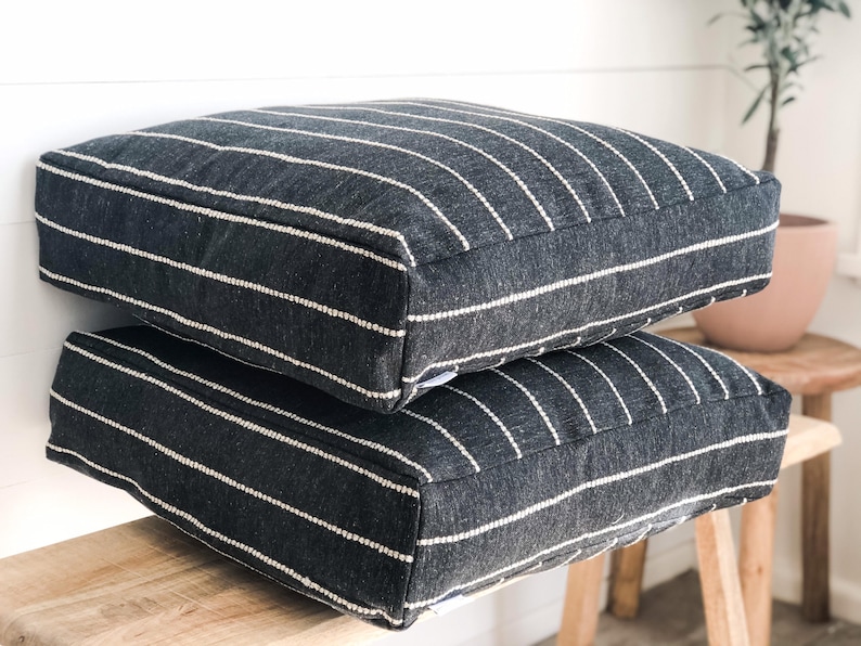 Floor Cushion Cover Onyx Stripe Etsy