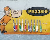 Vintage 50s lot of 10 mini pocket knives on their cardboard display