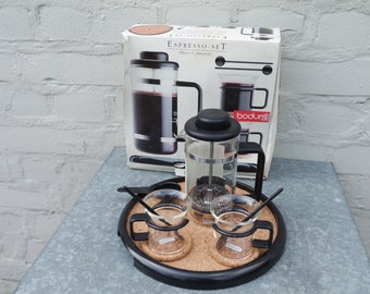 Vintage 80s Bodum Espresso Set Coffee 1 Maker 2 Cups Vintage 80s Bodum Espresso Set Coffee 1 Maker 2 Cups