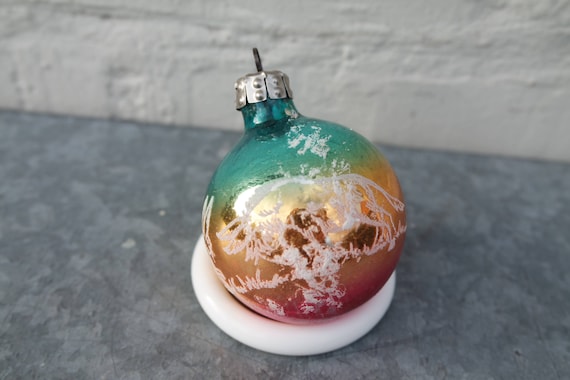 Lot De 9 Boules De Noël En Verre Mercurisé Vert Orange Jaune Vintage 60s