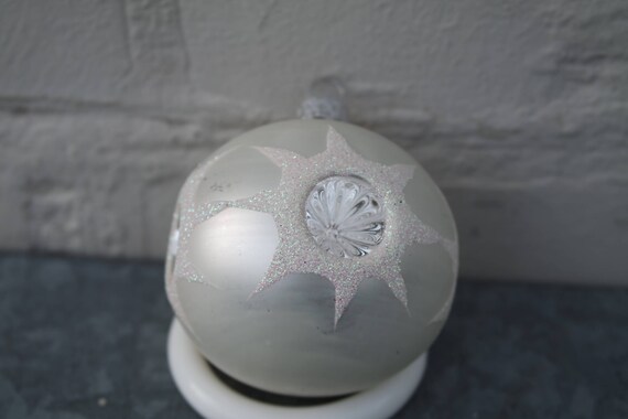 Lot De 18 Boules De Noël En Verre Mercurisé Bleu Et Argent Vintage 50s