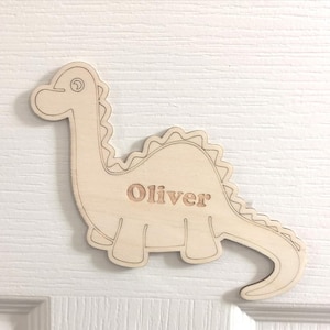 Personalised Dinosaur Door Sign, Children&#39;s Bedroom Door Plaque, Wooden Kids Bedroom Decor.