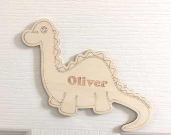 Personalised Dinosaur Door Sign, Children's Bedroom Door Plaque, Wooden Kids Bedroom Decor.