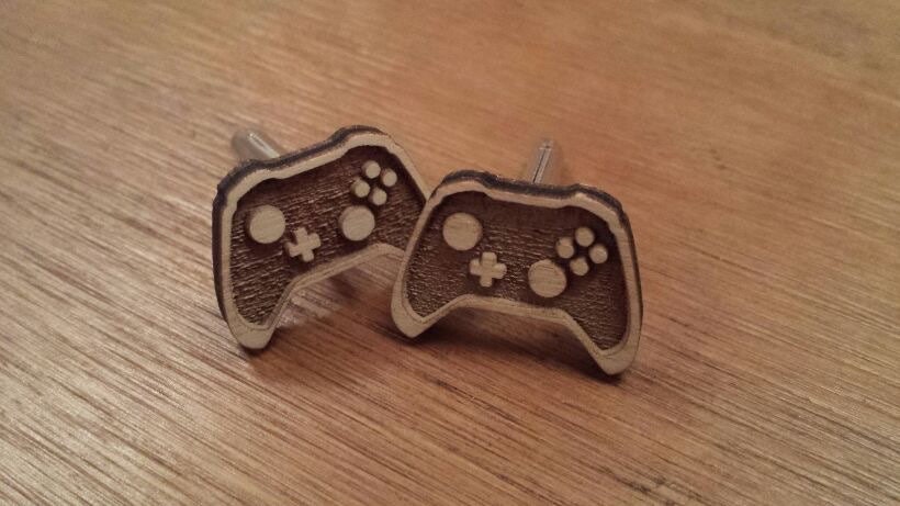 Video Game Controller Style Cufflinks. Mens Funky Wooden Cufflinks, G…