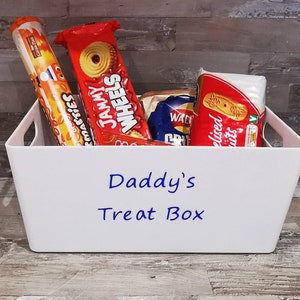 Dad&#39;s Treats Box, Personalised Sweet Treat Container, Gift For Him, Empty Sweet Box, Grandad&#39;s Sweet box.