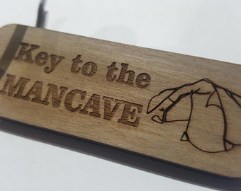 Mancave Keyring, Walnut Wood Keyring,