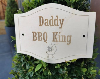 Personalised bbq Sign, Garden Signs, Wooden BBQ Sign, BBQ King Gift, Wall Sign, Gift For Daddy, Custom BBQ Plaques, Gift For Grandad