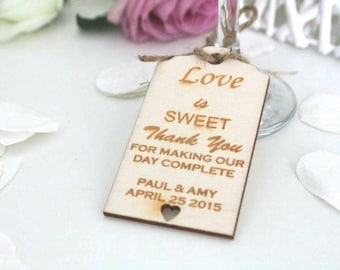 Wooden Wedding Favour Tags, Personalised Favour Tages, Luggage Tag, Wedding Keepsakes, Rustic Wedding Favours Packs of 10