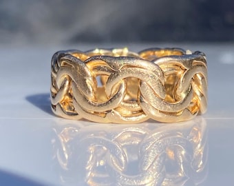 Antik ~ Vintage ~ 18 Karat Gold ~ Schweres Bismarckband ~ Trauring ~ Größe P / 7.5 ~ 7.8 Gramm