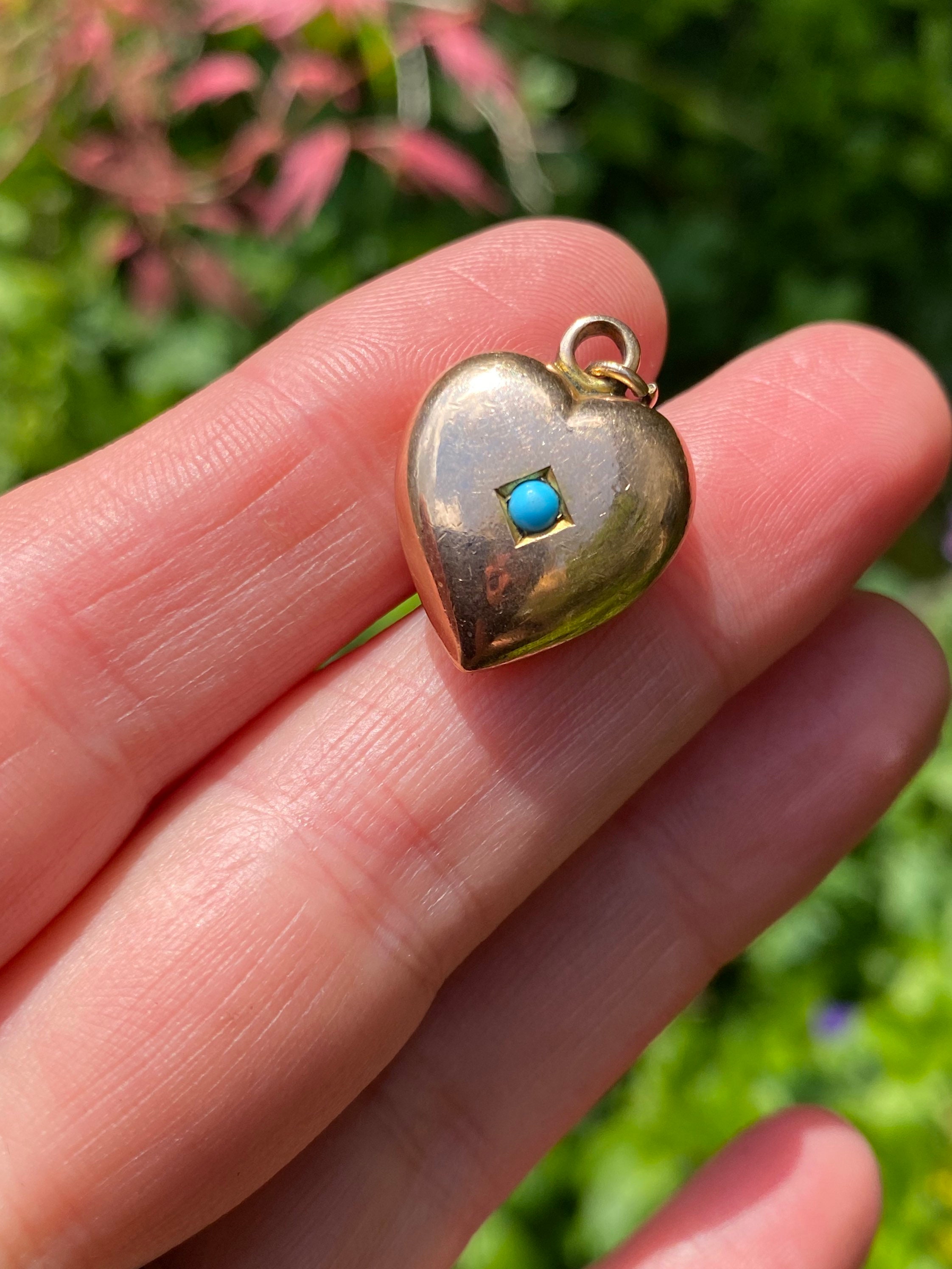 Antique ~ Rolled Gold/Fill Puffy Heart Pendant Charm