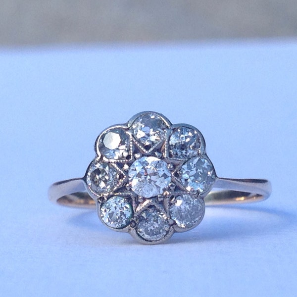Reserved for *Paul* for final payment ~ reserved reserved reserved ~ Antique ~ Art Deco ~ Diamond Flower Cluster Ring (0.75ct) ~ size O or 7