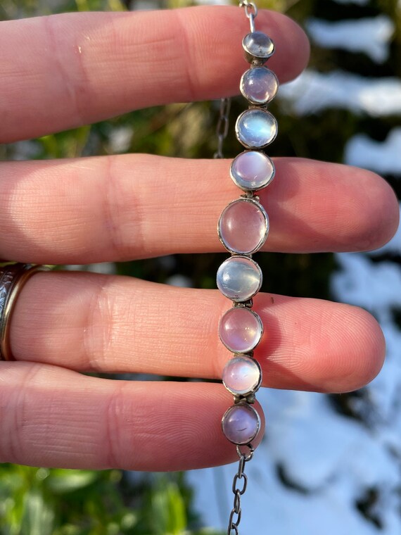 Antique ~ Edwardian ~ Silver Moonstone Bracelet ~