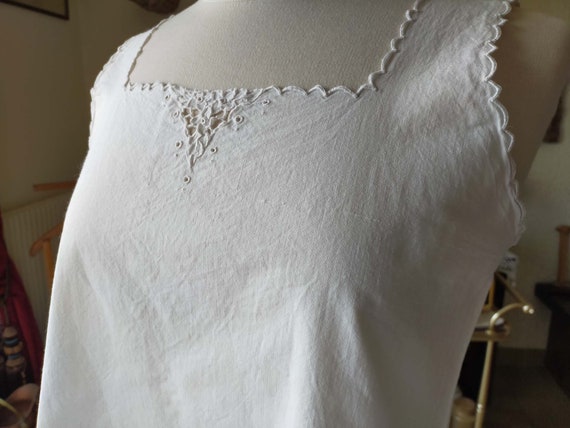 Romantic French cotton nightgown, Sleeveless paja… - image 1