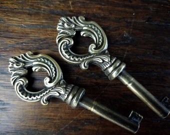 Vintage Castle Keys,The old French Bronze Key,found in castle.Souvenir of traditional life.
