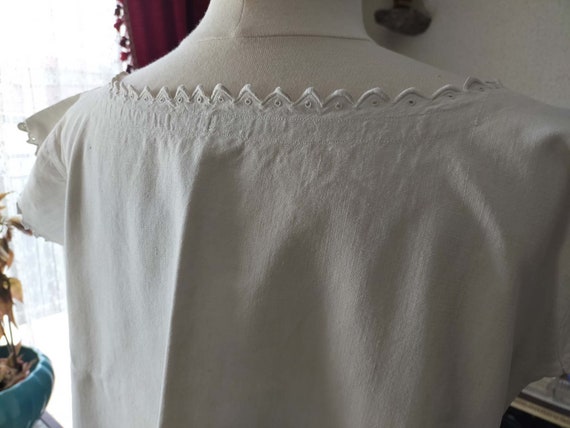 Ancien chemise de nuit en lin romantiques Françai… - image 5