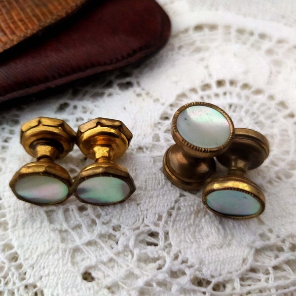 Vintage bijoux Boutons de manchette,Cufflinks.Vintage français.Super collection élégante,magnifique bijoux en broze doré et Nacre.Souvenir