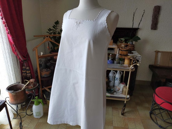 Romantic French cotton nightgown, Sleeveless paja… - image 3