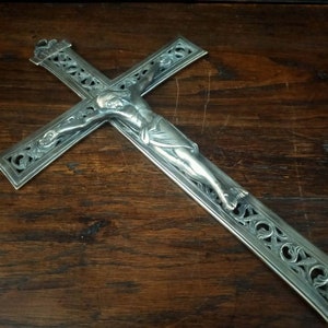 Large Vintage cross &quot;Passion&quot;, French religious collection, wall religious objects, vintage religious, cross, French religious collection,