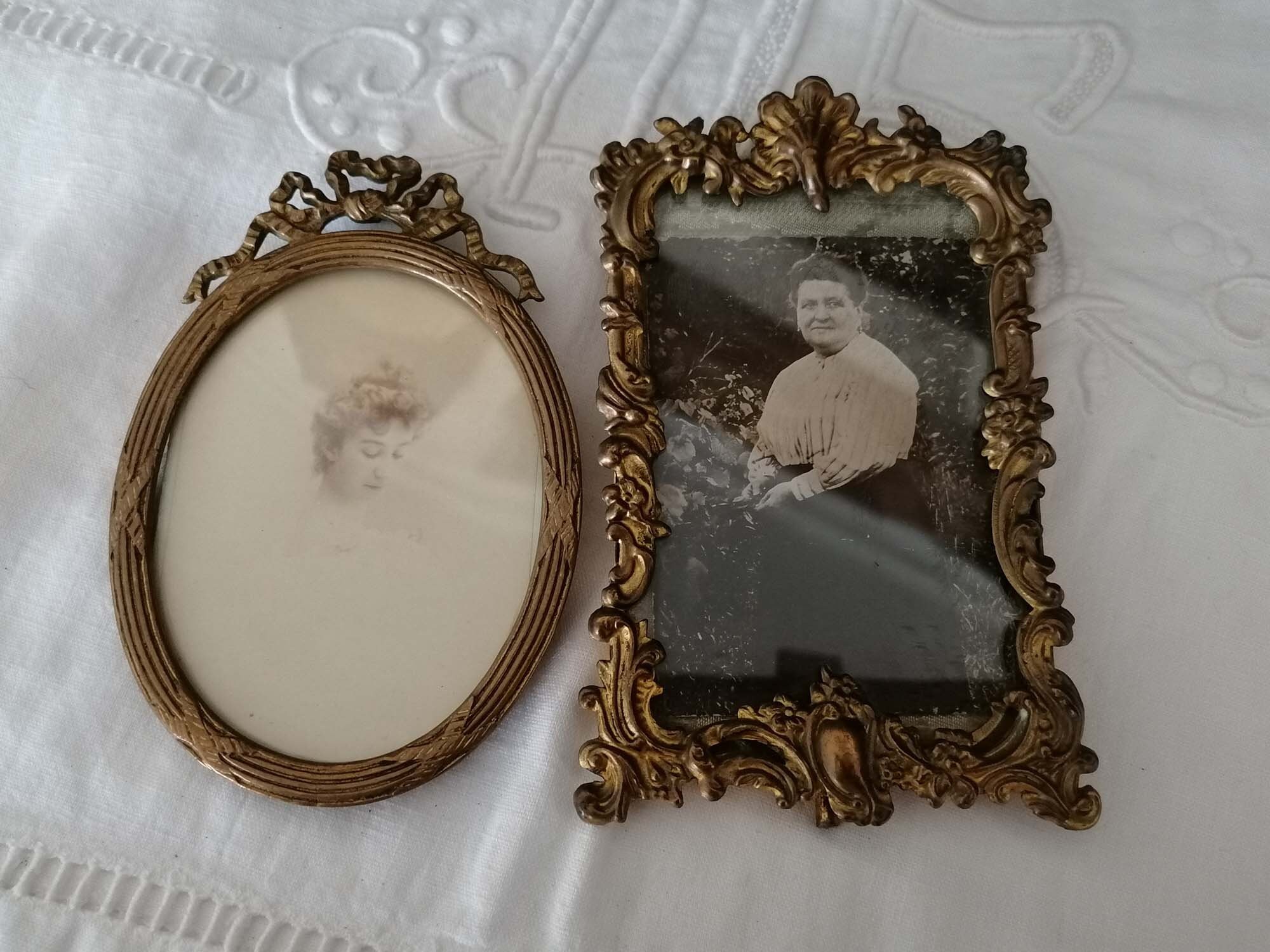 2Pcs Anciens Cadres Photo Français, Cadre en Bronze Style Napoléon Iii, Vintage Dela Fin de Xixe Siè