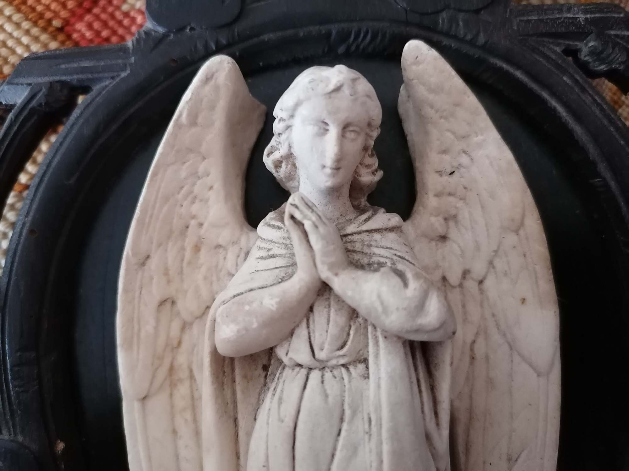 Ancien Bénitier Français.vieux Holy Water Font.bénitier en Bois et Gypse, Objets Religieux Murale, V