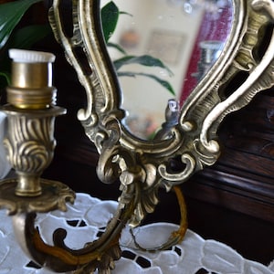 Antique Wall lamp mirror, old French candlestick, La vie lux.bougeoir from the Napoleon III period.Souvenir.Heritage of ancient times.