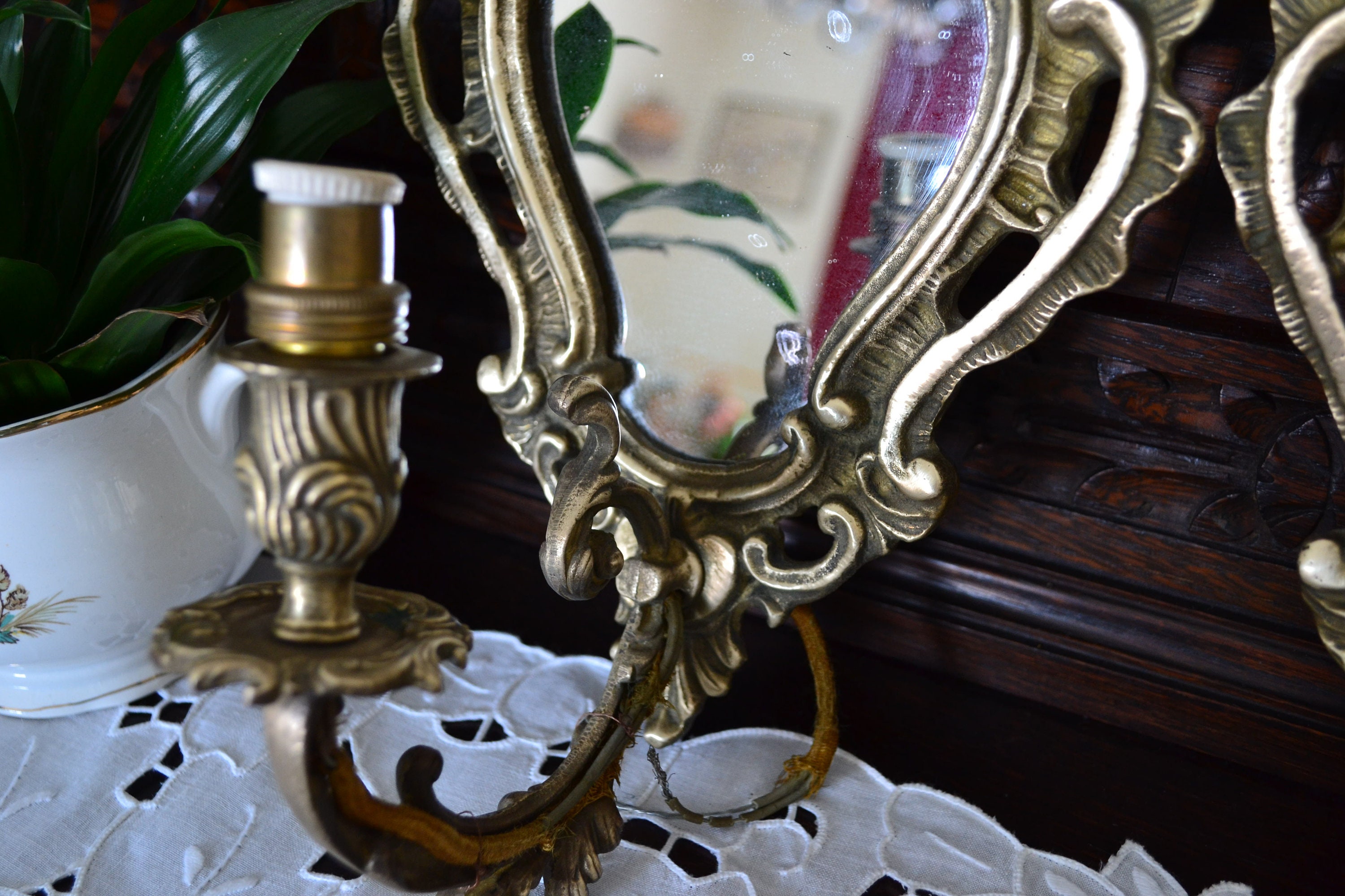 Antique Applique Miroir, Ancien Bougeoir Française, La Vie Lux.bougeoir Époque de La Période Napoléo