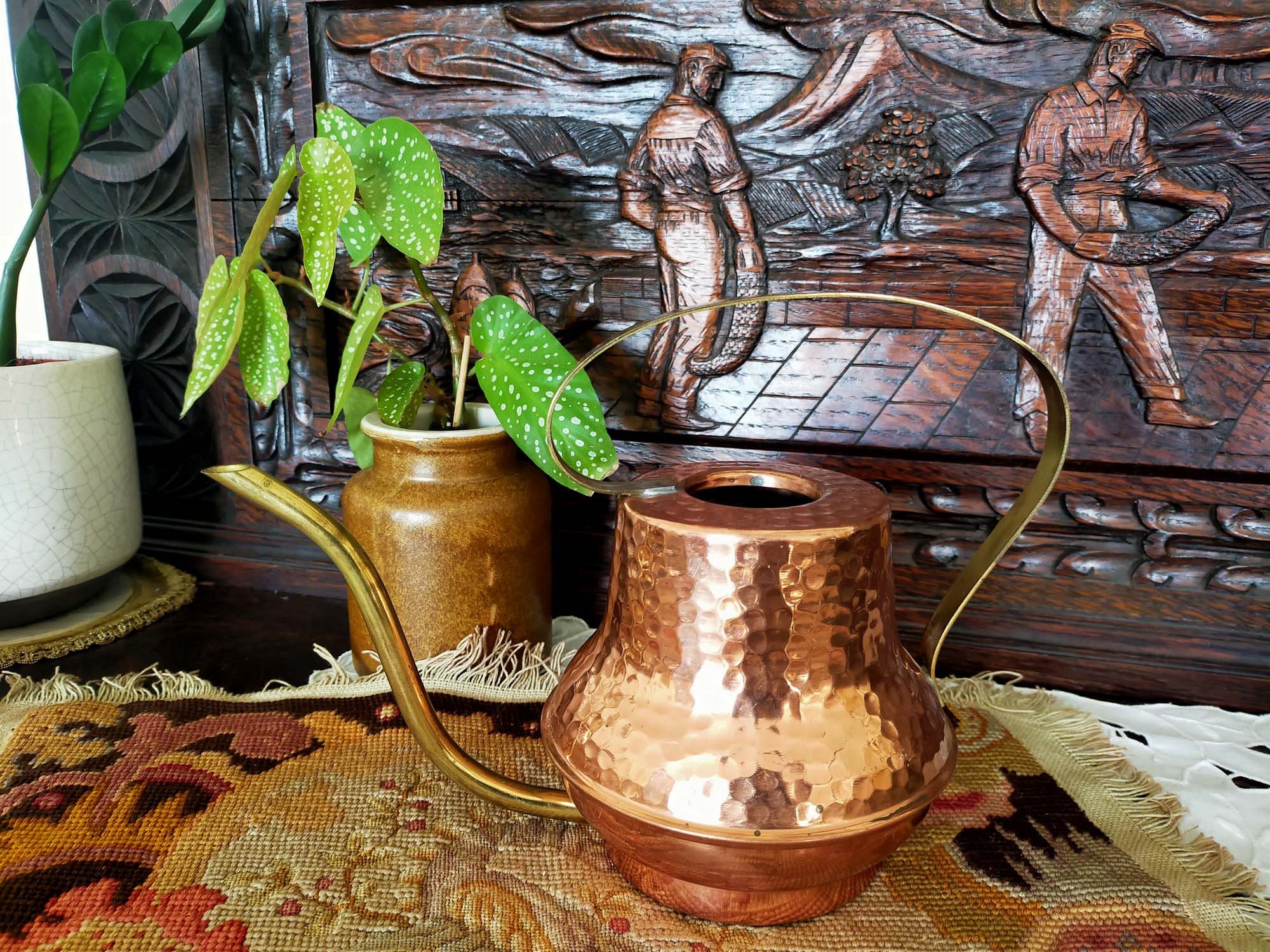 Antique Pot Français, Rustique Théière en Cuivre, Rustique, Ferme Française.vintage Des Années 1980S