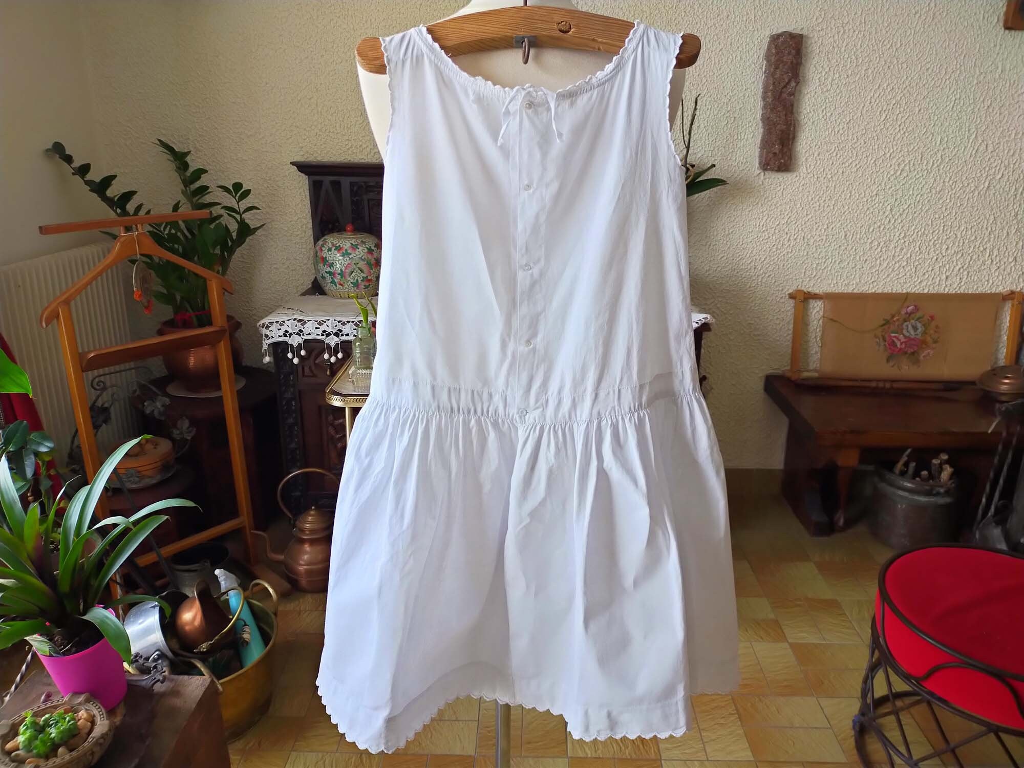 Chemise De Nuit Ancienne En Chanvre Et Lin, Modèle N°173, Occasion - Vêtement Vintage De Grand-mère