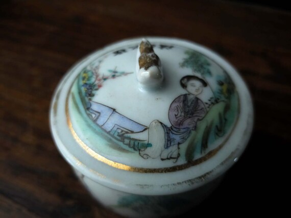 Buy Vintage Chinese Porcelain Pot, Porridge Pot, Tea Cup, Chinese  Antique Chinese hand painted porcelain porridge pot with lid main image 1