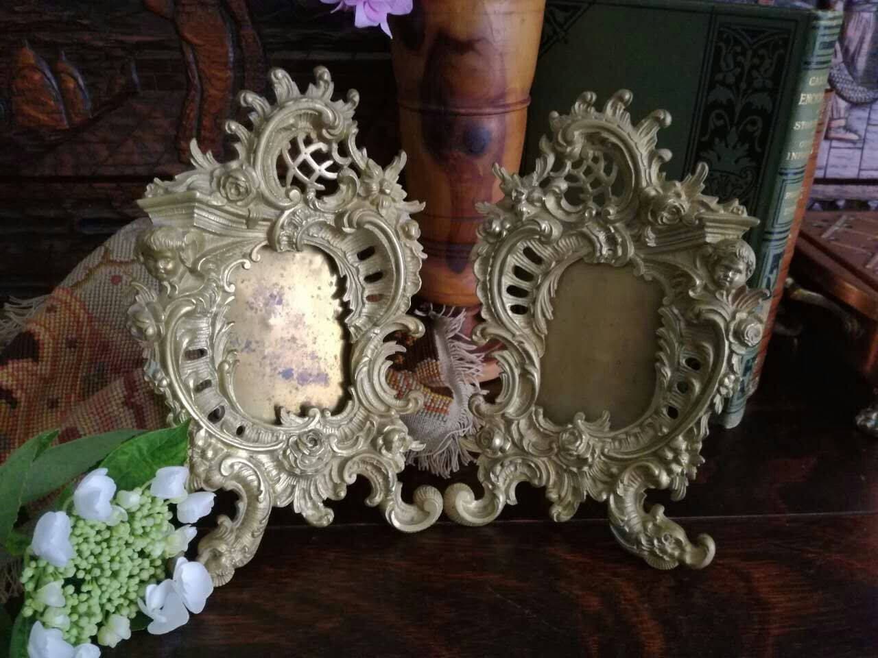 Antique Paire de Cadre Photo, Style Louis Xv.ancienne Collection Française | Symétrique.souvenir.vin