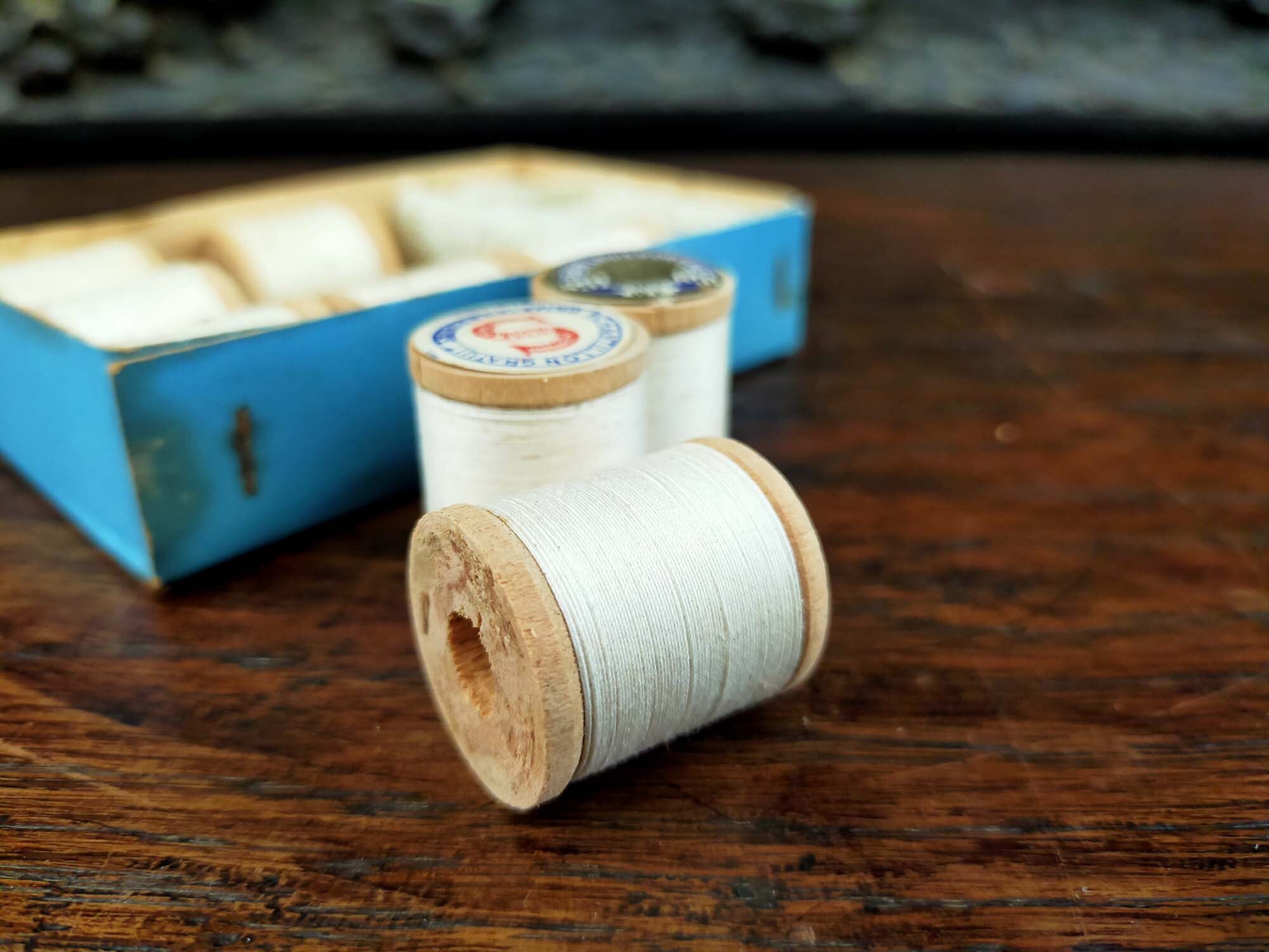 Vintage Very Fine Lace Made by Hand in Cotton, Reel of Cotton