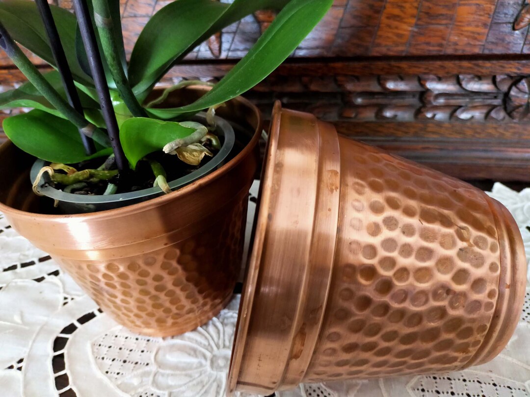 Vintage Copper Flower Pot, Rustic, Village, Kitchen Garden, French