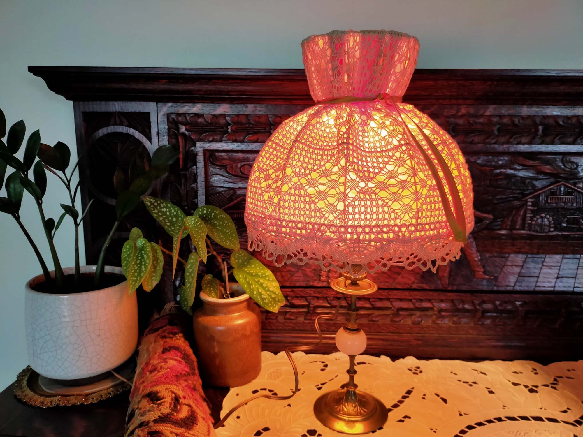 Antique Lampe de Table en Bronze, Abat-Jour Original Soie et Tissu.style Napoléon Iii.fabriqué Franc