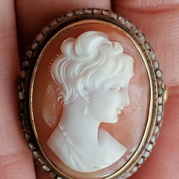 Vintage brooch jewelry,Vintage pendant cameo. Super elegant collection, beautiful jewels in gilded broze and cameo. Vintage from the 1940s.