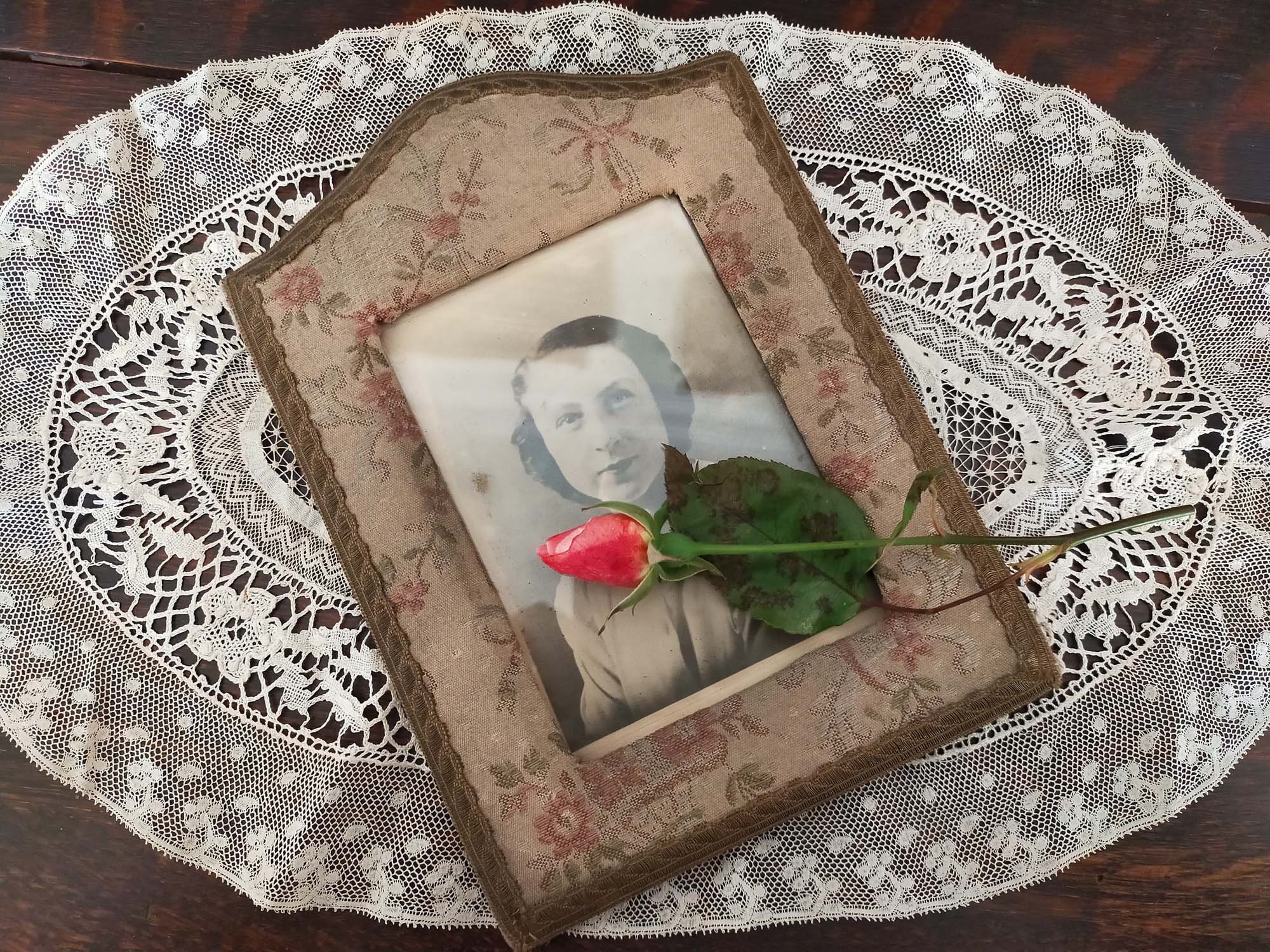 Vintage Cadre Photo Français, Cadre de Portrait Photo en Tissu et Cuir, Style Classic Française.vint