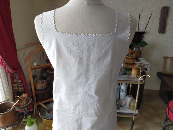 Romantic French cotton nightgown, Sleeveless paja… - image 4