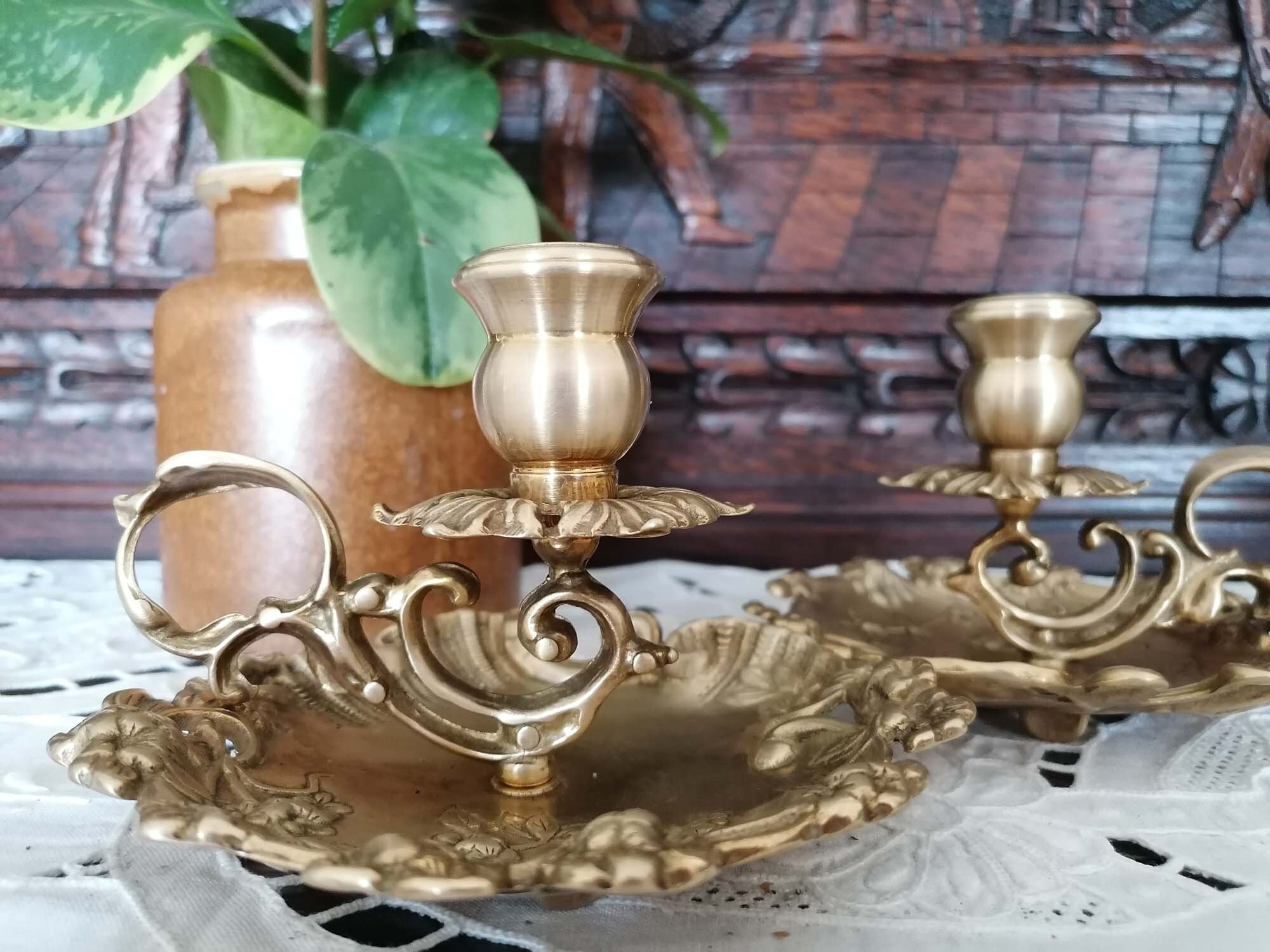 Ancien Paire de Bougeoir Française, Collection Lux en Bronze.vintage Style Louis Xiv, Souvenir.objet