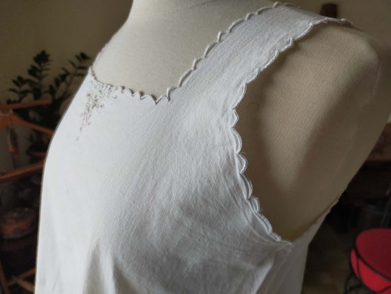 Romantic French cotton nightgown, Sleeveless paja… - image 5