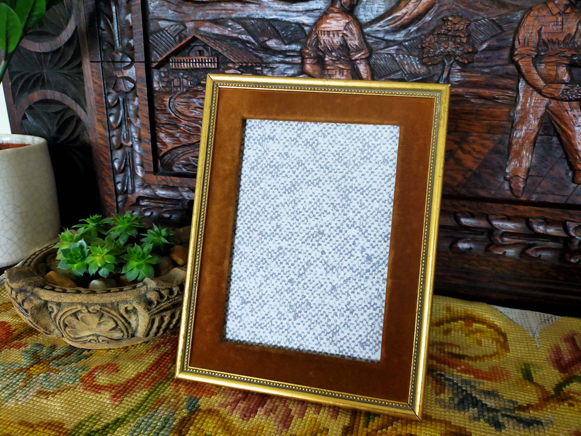 Vinatge Cadre Photo Français, Cadre de Portrait Photo en Velours et Bois, Style L'empire Française.v